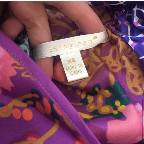 Jenny Han Boho Maxi Silk Floral Mixed Print Dress Sz XS - Picture 6 of 6